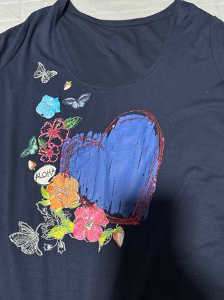 Camiseta Desigual Talla XXXL Corazón Flores