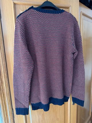 Jersey Zara Punto Jacquard Azul/Rojo