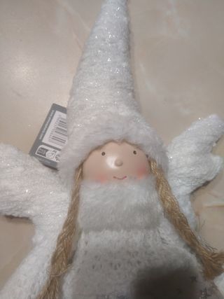 Bambola Angelo Decorazione Bianca Stelle cm 45