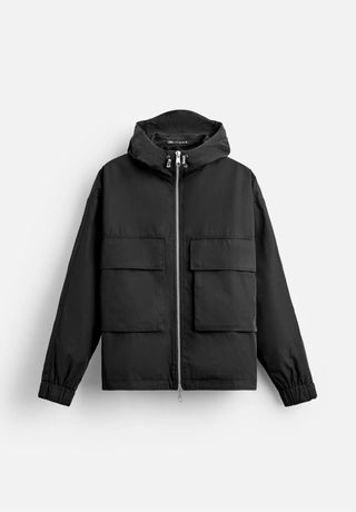 Chaqueta Zara Negra Impermeable 