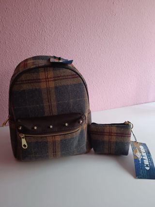 Mochila y monedero Charrro cuadros