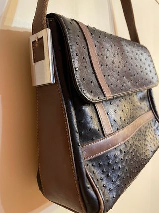 Bolso piel negro y marrón