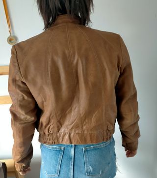 Cazadora Piel Camel Talla S