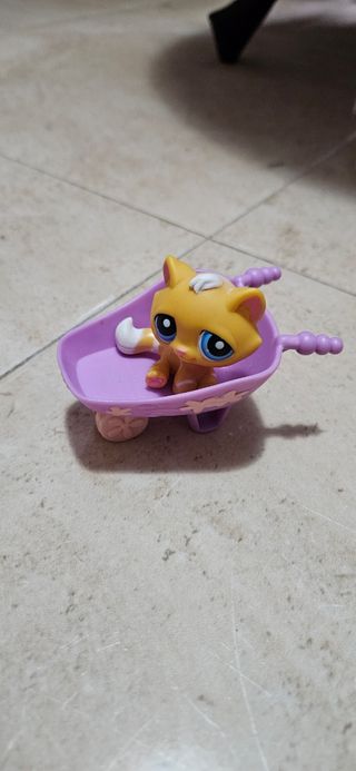 Littlest Pet Shop Gato Naranja Carretilla Morada