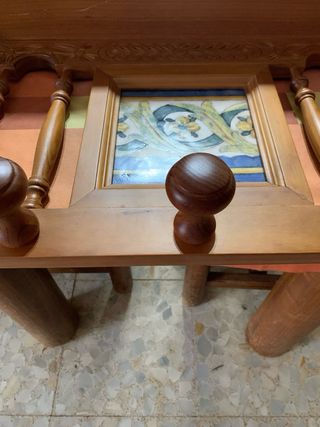 Perchero madera pino con azulejo, estantería