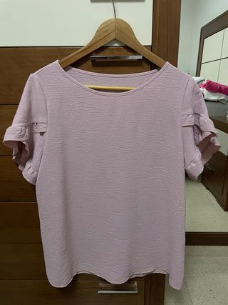 Camiseta mujer volantes rosa