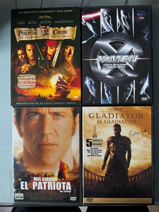 Lote 4 DVD: Piratas, X-Men, Gladiator, El Patriota