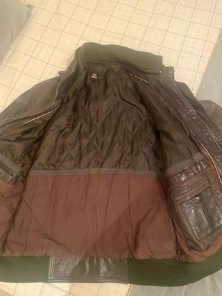 Chaqueta de piel vintage hombre marrón