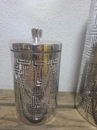 Juego 3 Botes Decorativos Plateados