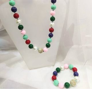 Set Collana e Bracciale Perle Multicolore Donna