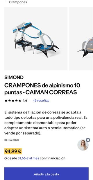 Crampones Simond 10 puntas CAIMAN CORREAS