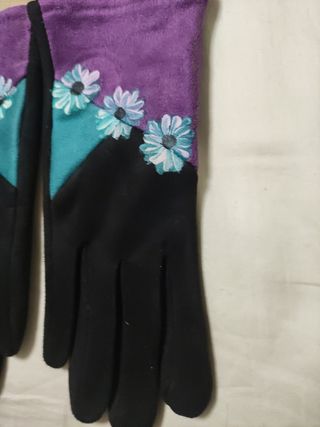 Guantes S7STAR pintados flores morado negro