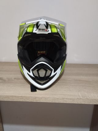 Casco Moto Enduro Amarillo y Blanco