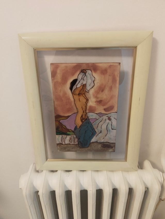 Antiguo cuadro esmaltado Gómez Cana