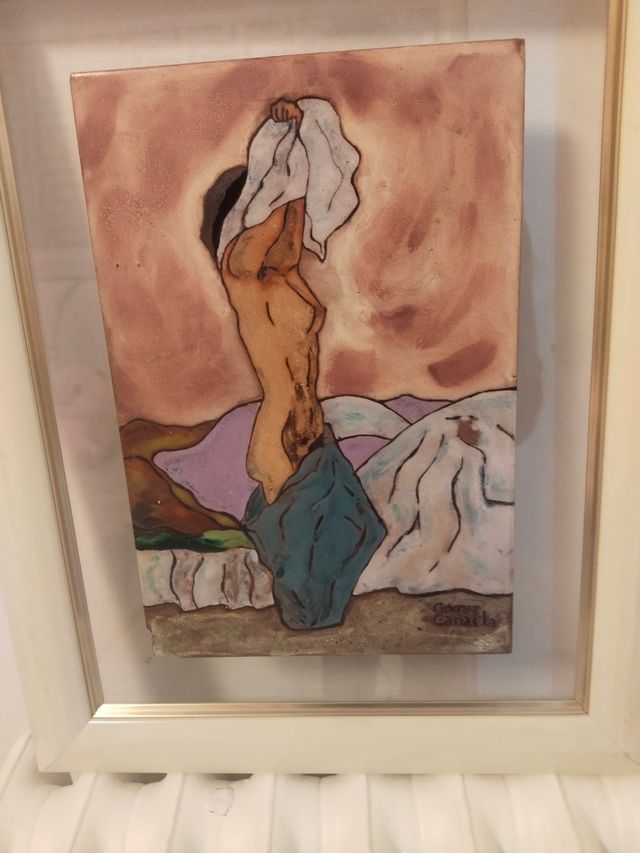 Antiguo cuadro esmaltado Gómez Cana