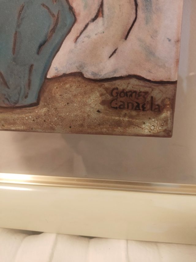 Antiguo cuadro esmaltado Gómez Cana