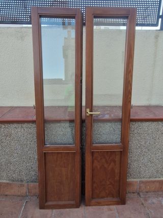 Doble puerta exterior madera climalit