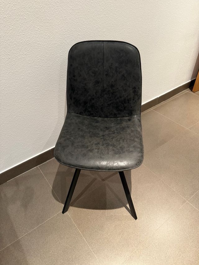 6 Sillas Grises Salón Piel Sintética