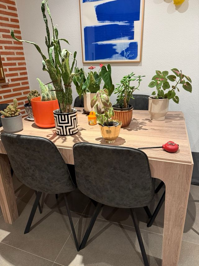 6 Sillas Grises Salón Piel Sintética