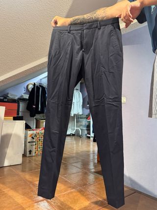 Pantalón de traje azul hombre