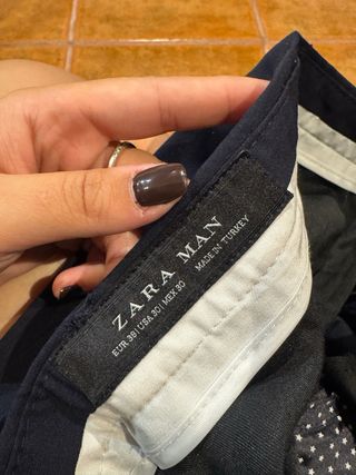 Pantalón de traje azul hombre