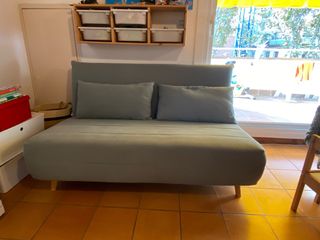 Sofá cama gris tela