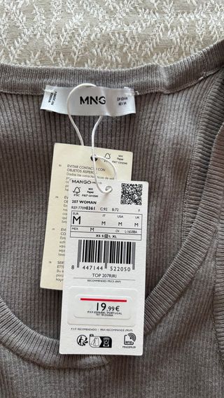Camiseta tirantes canalé Mango Talla M