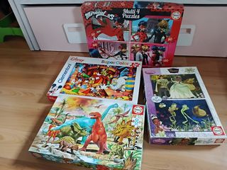 Lote Puzzles Disney, Miraculous, Dinosaurios