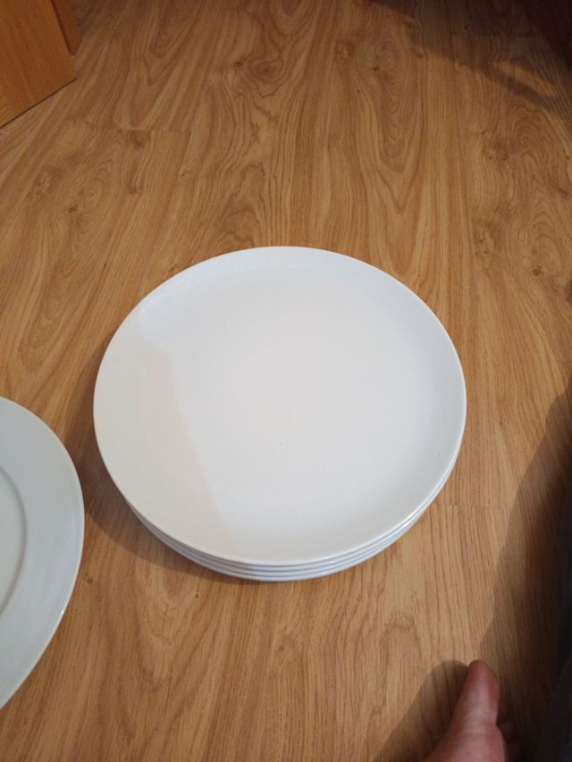 5 Platos Llanos Blancos Cerámica 32cm