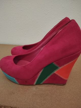 Zapatos de cuña mujer multicolor