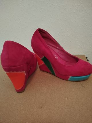 Zapatos de cuña mujer multicolor