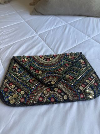 Bolso de fiesta con abalorios y espejos