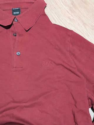 Polo BOSS Manga Larga Pima Cotto Granate