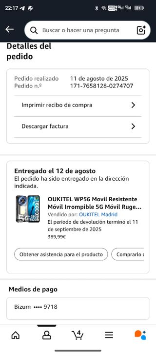 Oukitel WP56 Móvil Resistente 5G Negro rugerizado
