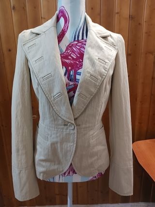 Americana Massimo Dutti Beige Mujer