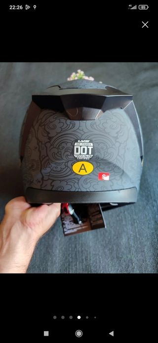 Casco Moto Integral Talla S Gris Dibujo Gato