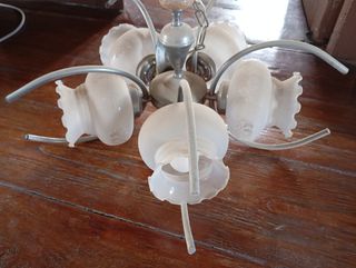 Lámpara vintage plata y blanco