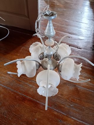 Lámpara vintage plata y blanco