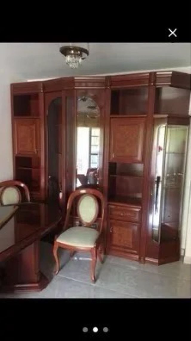 Mueble comedor madera y cristal