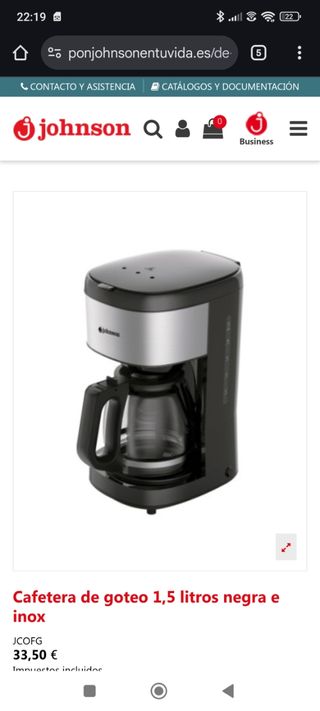 Cafetera de goteo 1,5L negra e inox