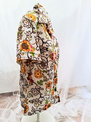 Blusa Vintage Años 70 Floral Multicolor. Auténtica