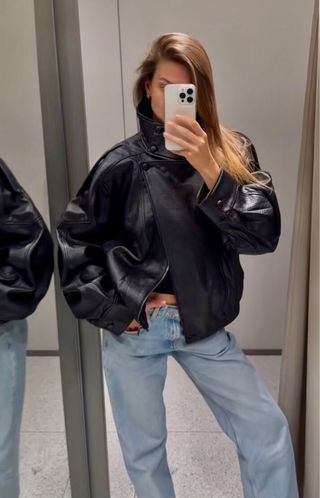Cazadora efecto piel Zara YSL vibes L y XL