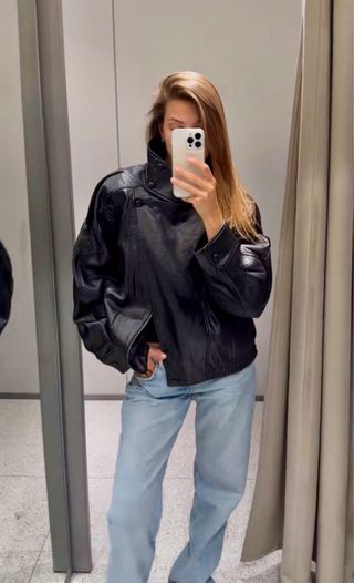 Cazadora efecto piel Zara YSL vibes L y XL
