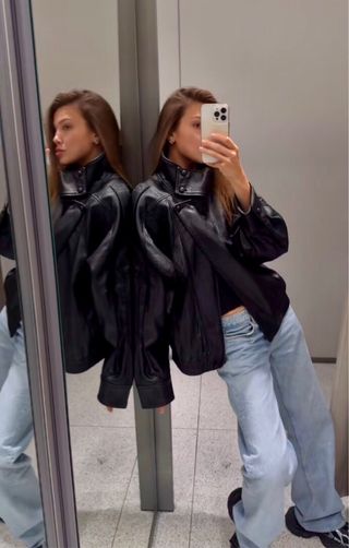 Cazadora efecto piel Zara YSL vibes L y XL