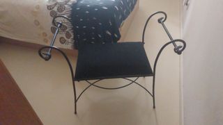 Banqueta Pie de Cama de forja negra