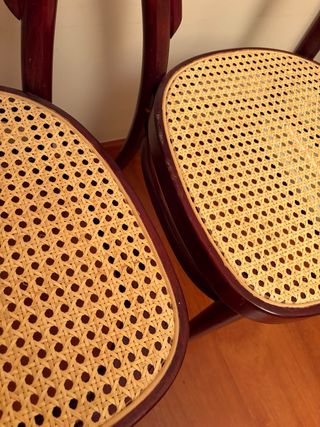 Pareja Sillas Thonet Madera y Rattan