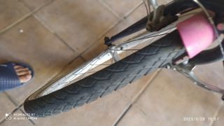 Bicicleta plegable rosa