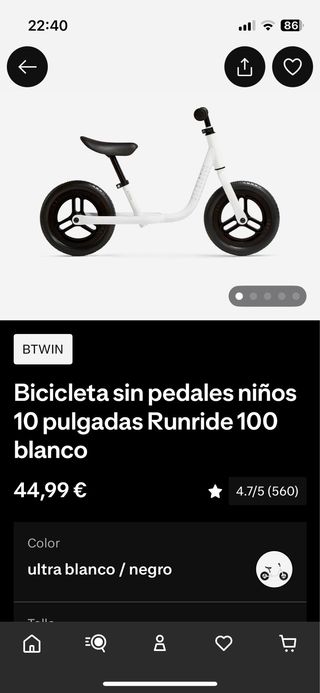 Bicicleta equilibrio niño 10” Runride 100