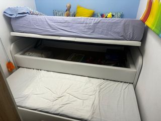 Cama nido polipiel blanca con canapé