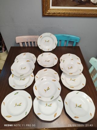 13 Platos Hondos Vintage Porcelana Francesa